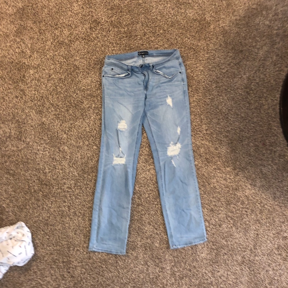 White Washed Denim Ripped Jeans